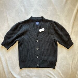 GAP Black Cardigan Sweater with Ribbed Texture